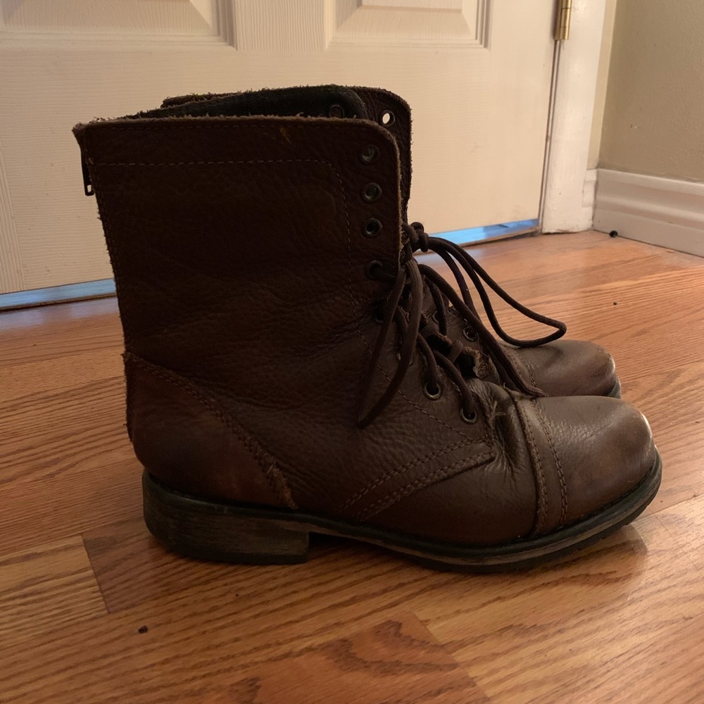 Brown Steve Madden combat boots